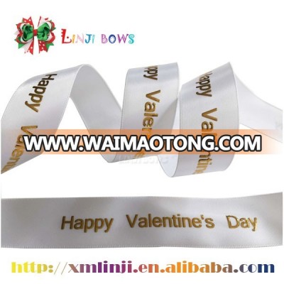 2016 LINJI Satin ribbon polyester ribbon with printed logo