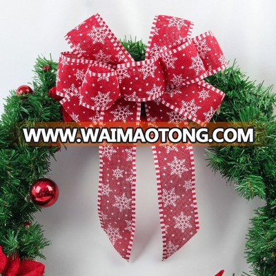 ribbon factory Customized Decoration use Burlap Christmas wreath bow