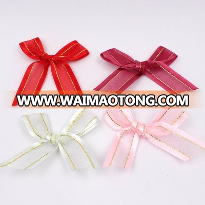 mini pre made satin organza ribbon bow for underwear garment