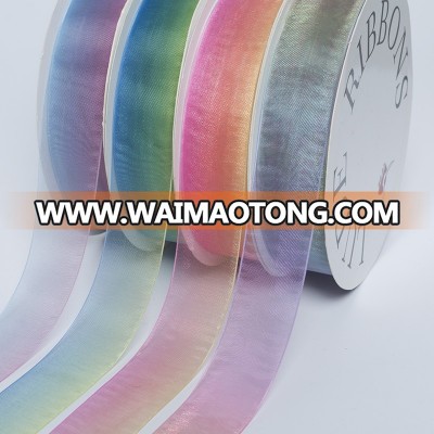 organza rainbow ribbon for cake box decoration