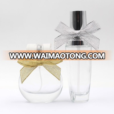 mini bottle neck metallic satin ribbon bow tie with elastic loop