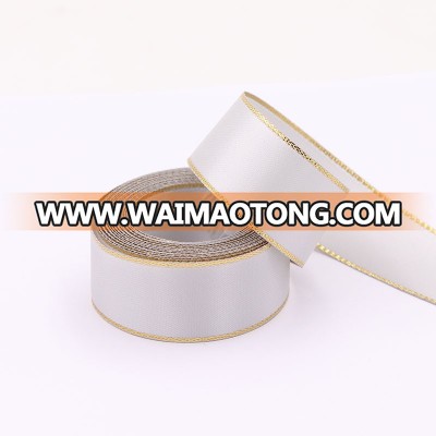 double face glitter metallic wired edged satin ribbon