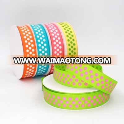 Dot Printed Grosgrain Ribbon for hair ribbon bow making