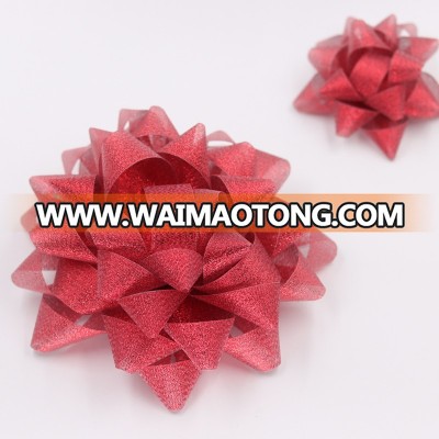 red glitter metallic gift box decoration Christmas  star bow